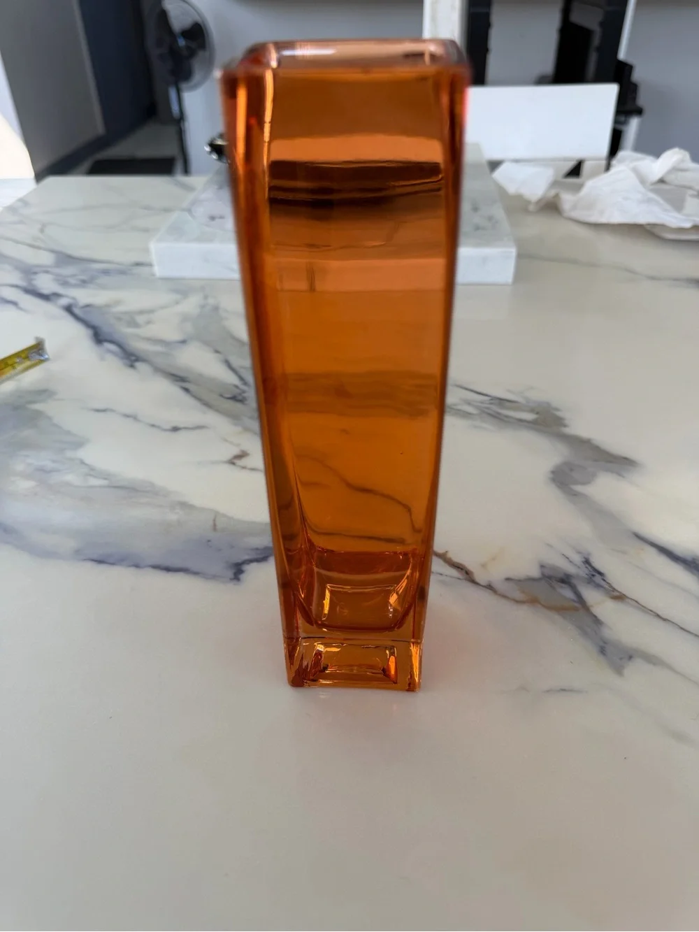 Amber Tapered Rectangular Glass Vase - Modern Accent